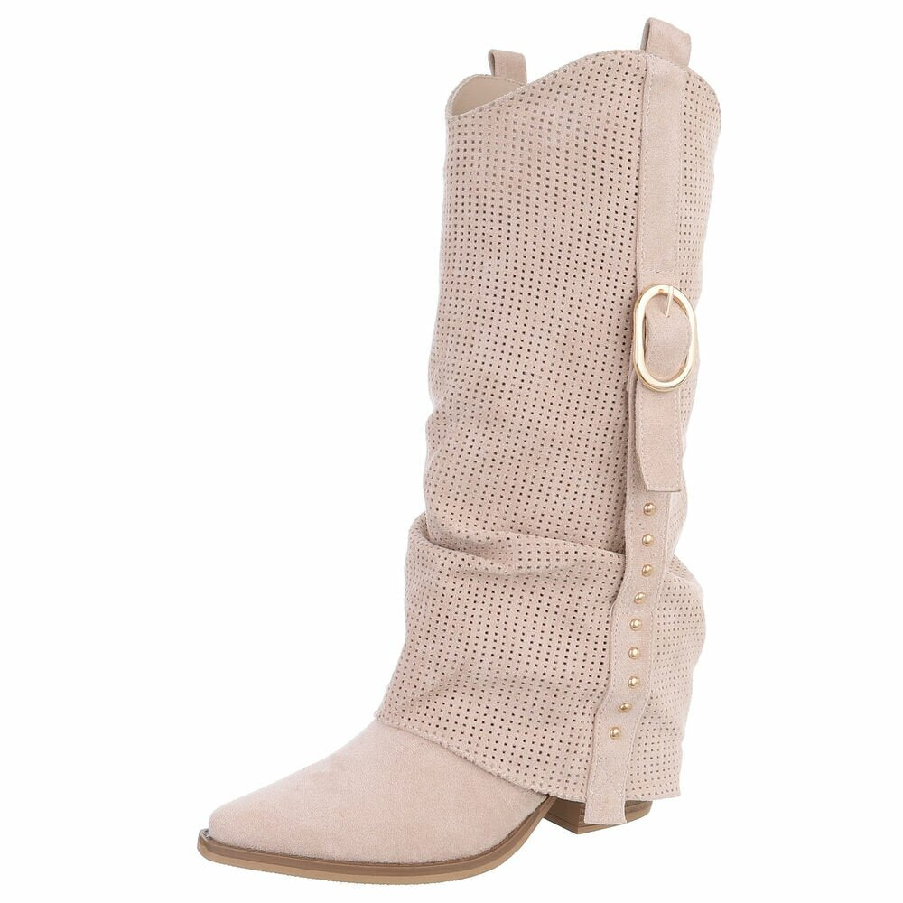 Perforated Slouch Boot Beige – Detailfoto