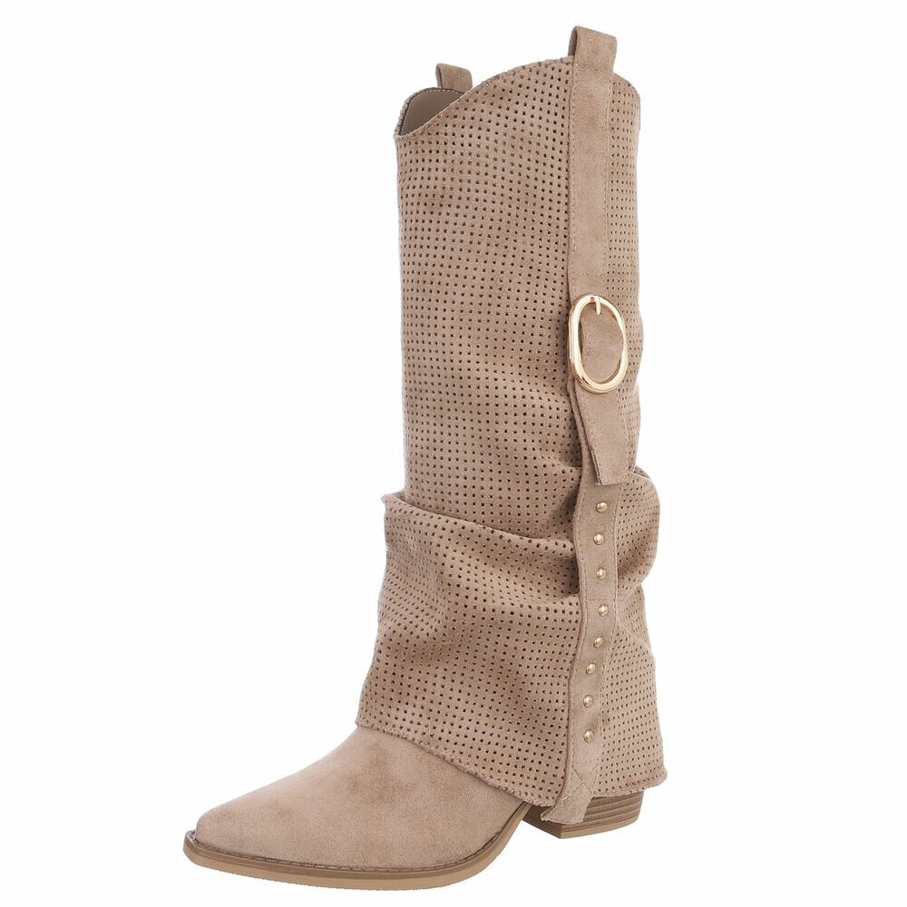 Perforated Slouch Boot Taupe – Detailfoto