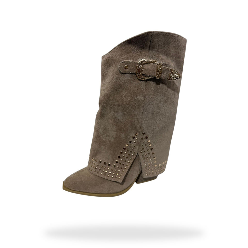 Fold-Over Boots Khaki – Studs & Western Gesp