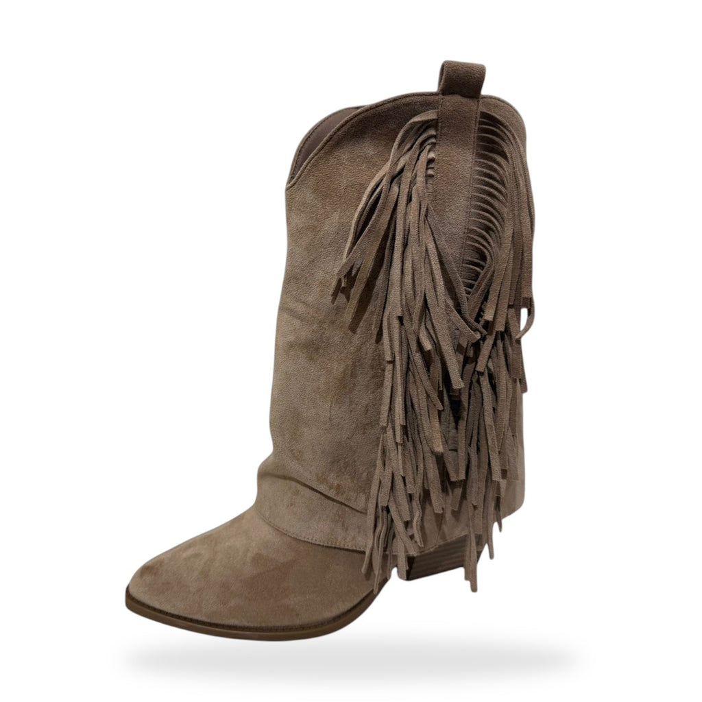 Franje Laarzen Khaki – Boho Cowboy Stijl