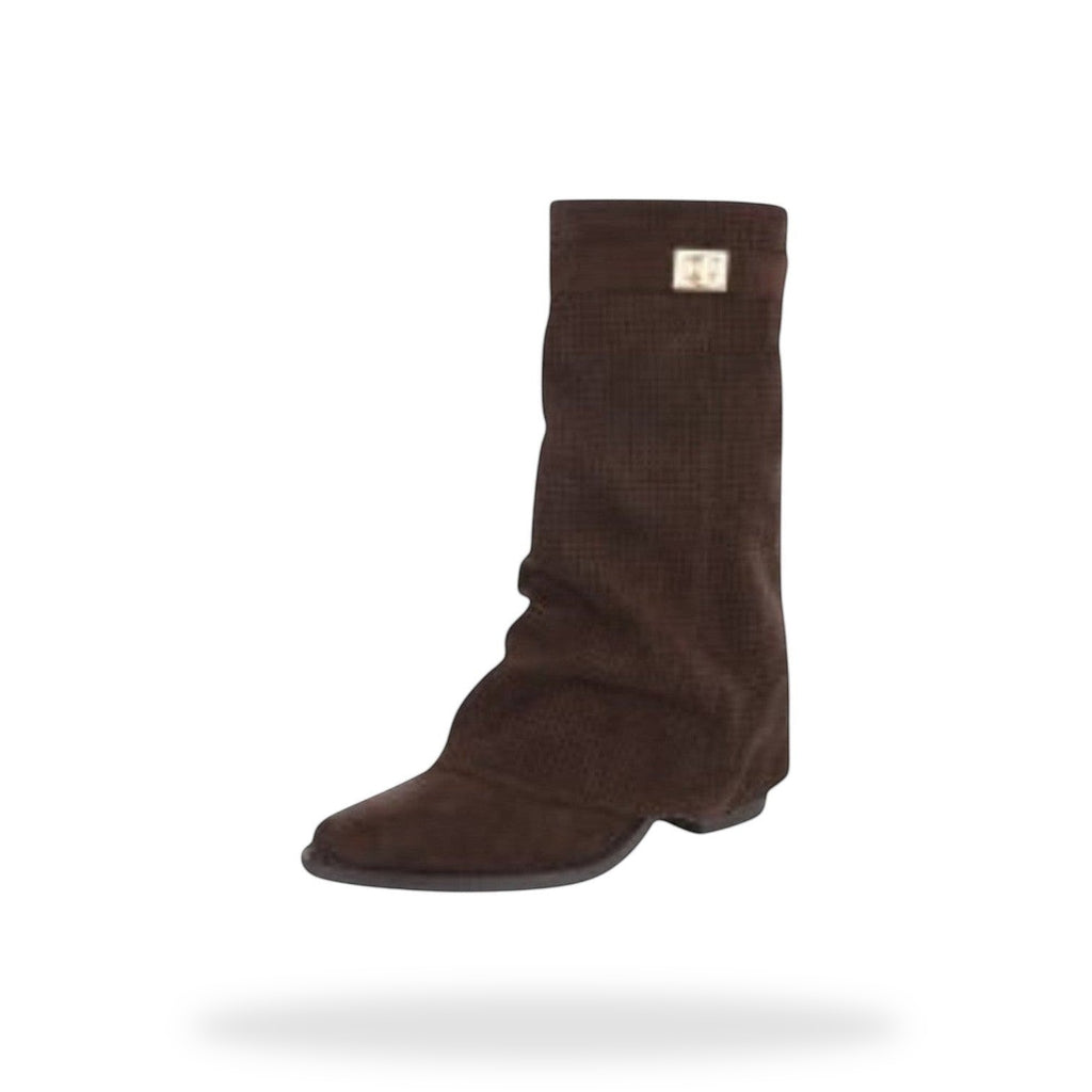 Bruine Micro Suède Boho Slouch Boots met Gesp | Festival Laarzen Dames