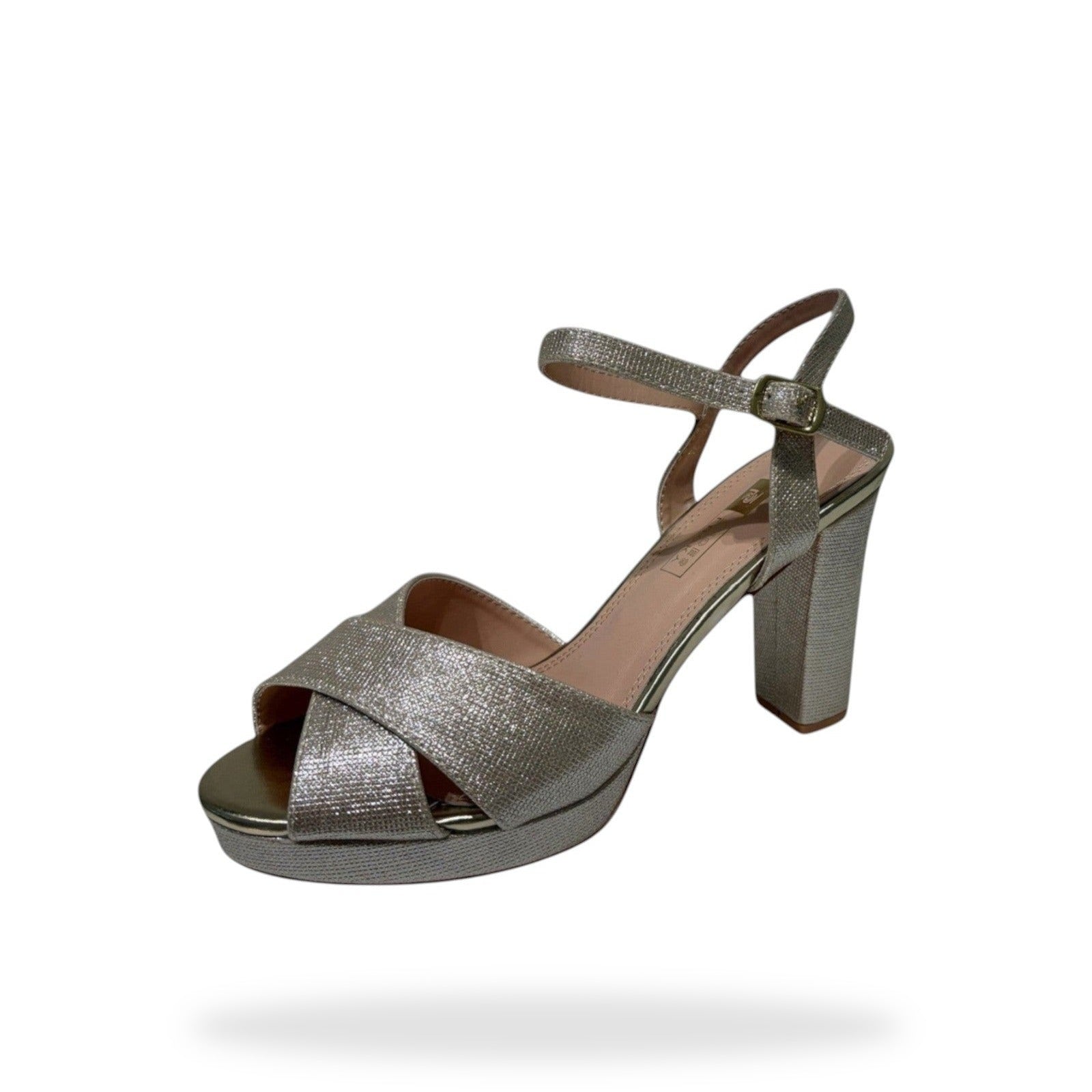 Gouden Platform Sandalen Dames – Glitter Blokhak | Party Heels
