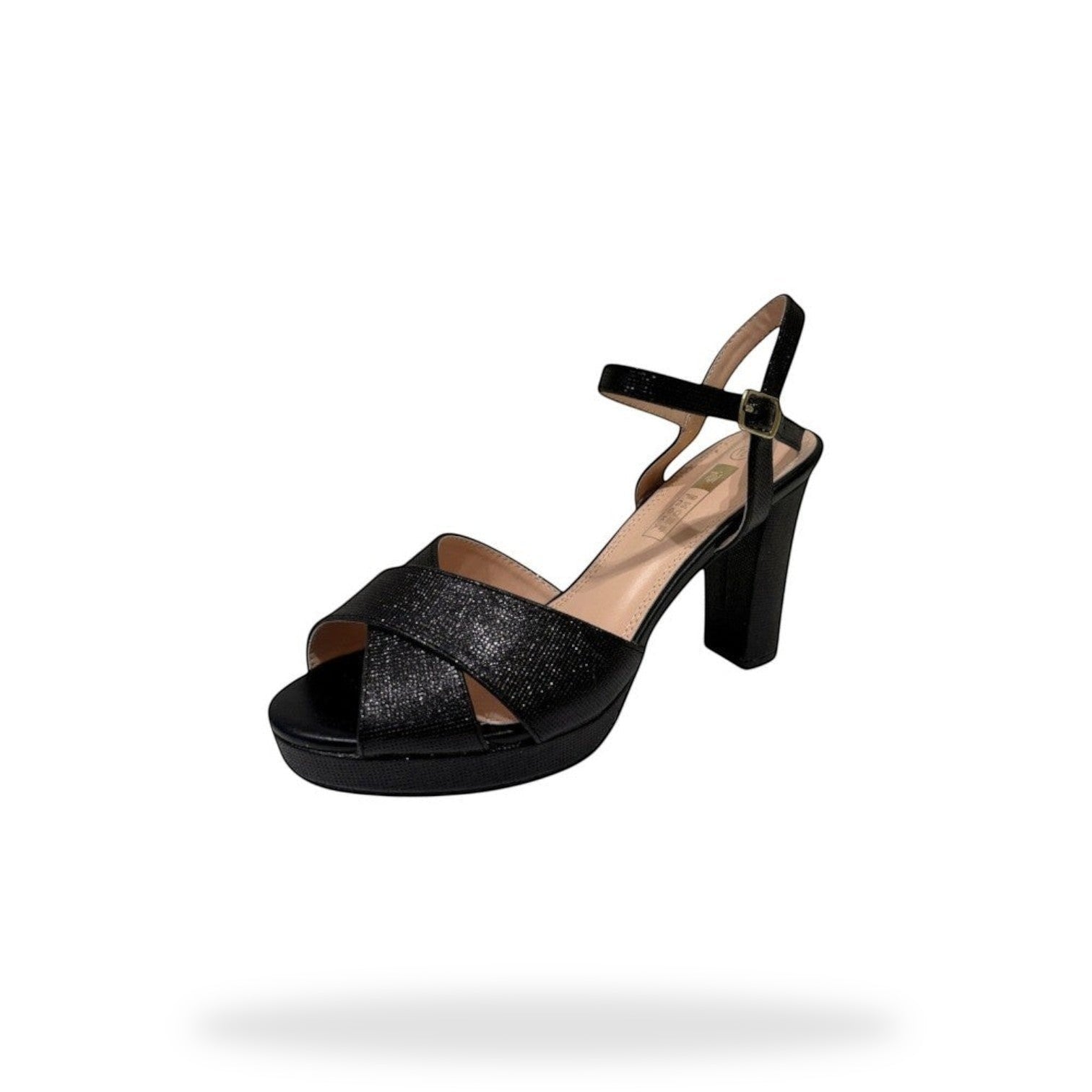 Zwarte Platform Sandalen Dames – Glitter Blokhak | Party Heels