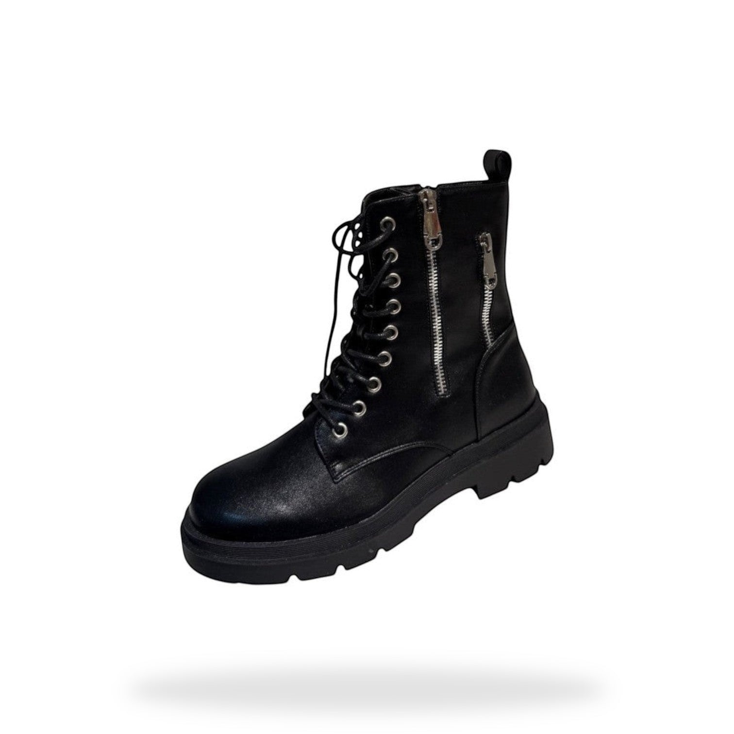 Zwarte Combat Boots Dames met Veters en Zijrits | Stoere Festival Boots
