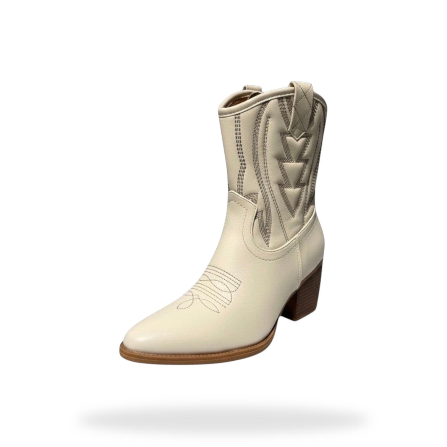 Beige Western Cowboy Enkellaarsjes met Borduursel | Festival Boots Dames
