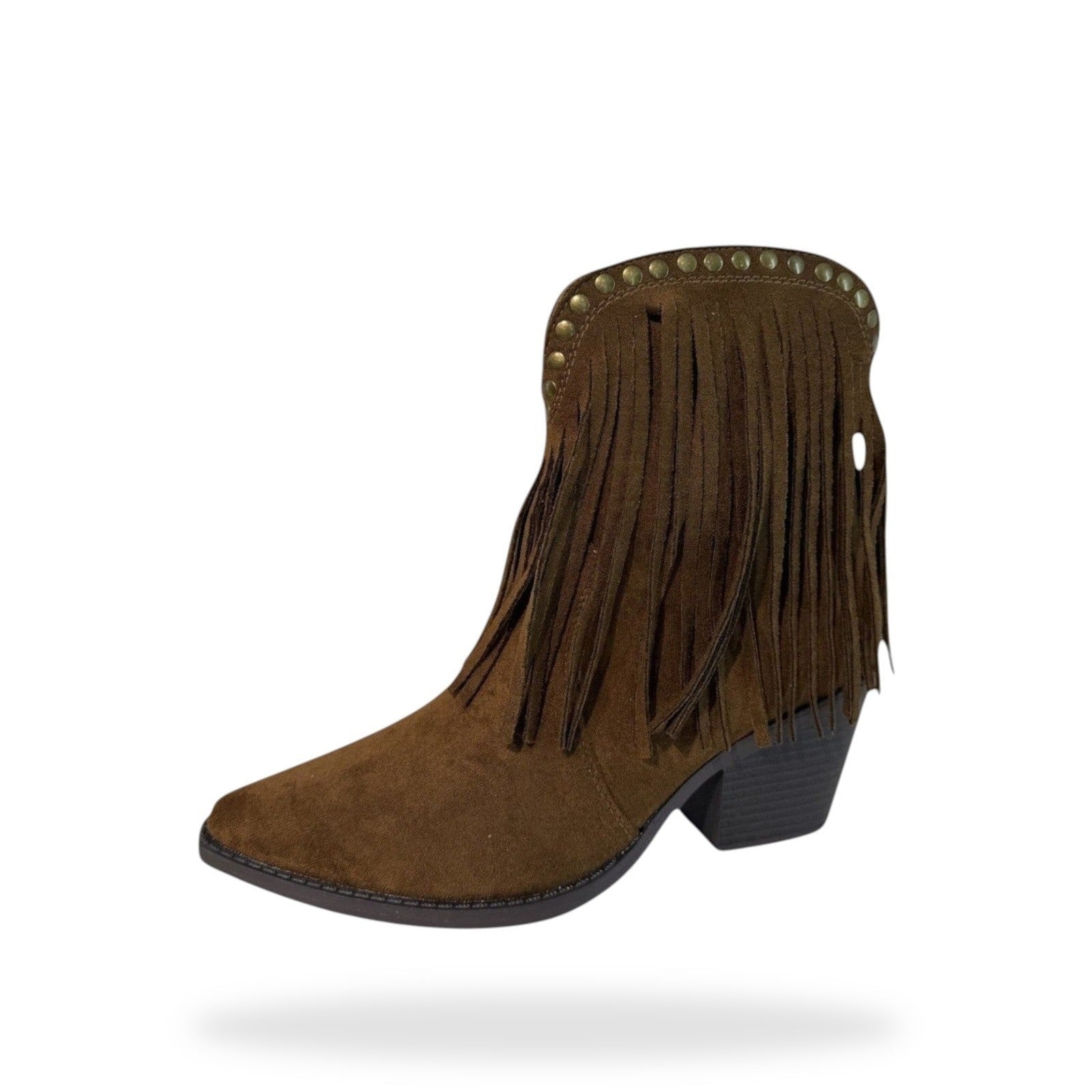 Bruine Boho Enkellaarsjes met Franjes – Suède Look | Festival Boots Dames