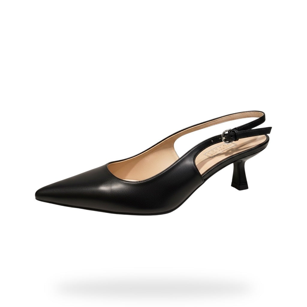 Zwarte Matte Slingback Kitten Heel – Puntneus | Damesschoenen