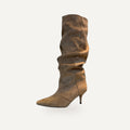 Slouch Kitten Heel Laarzen – Khaki Suède – SO&RO