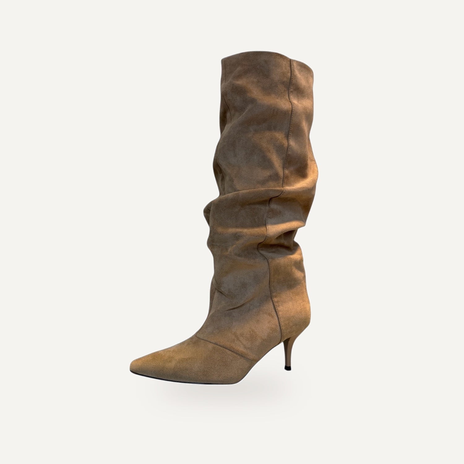 Slouch Kitten Heel Laarzen – Khaki Suède – SO&RO