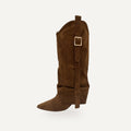 Fold-Over Laarzen Cognac – Suède met Gouden Gesp – SO&RO