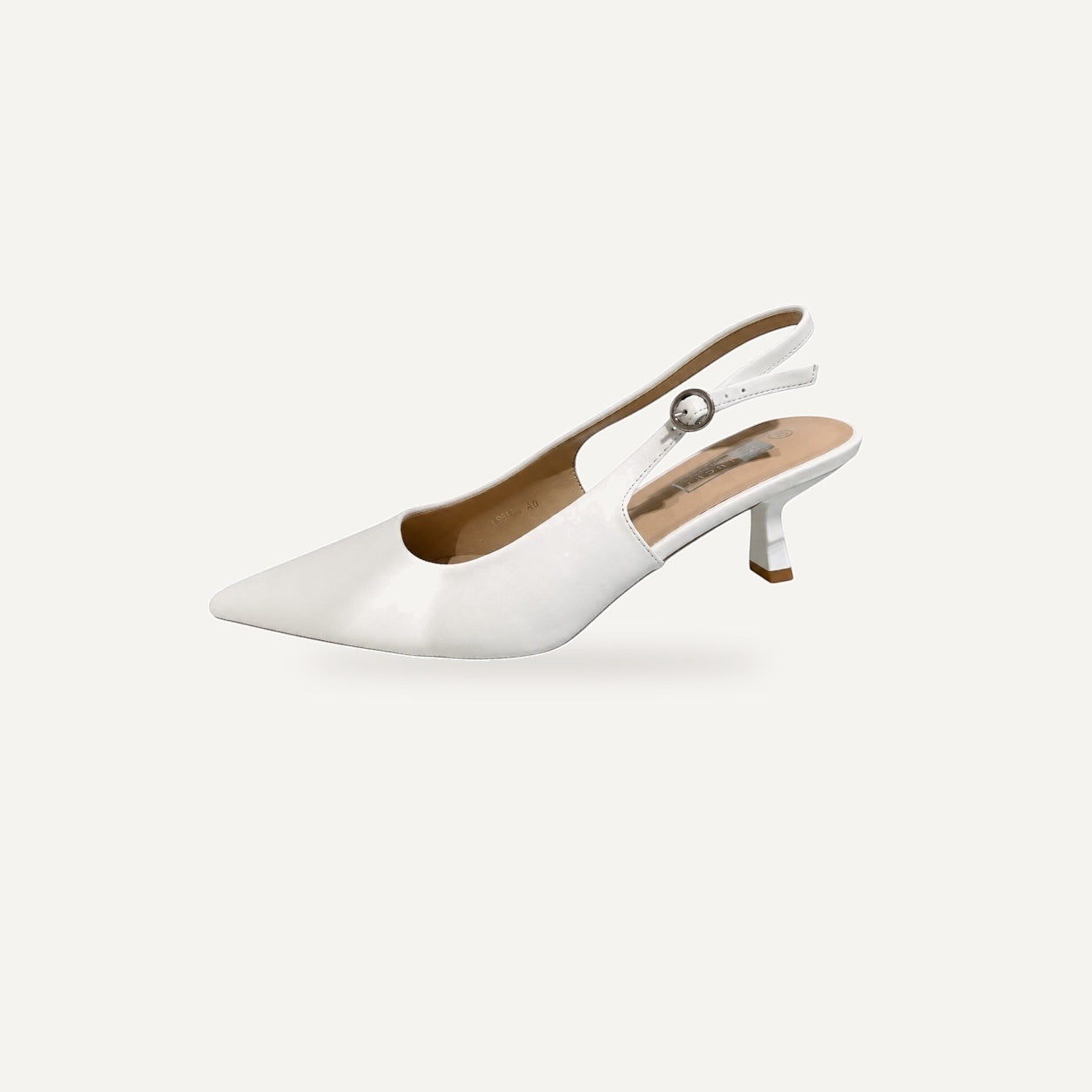 Witte Slingback Kitten Heel – Puntneus | Elegante Damesschoenen
